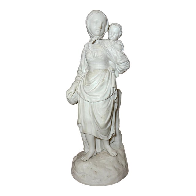Large Antique 19th Century Parian Porcelain Lady European Figural Statue Figure For Sale