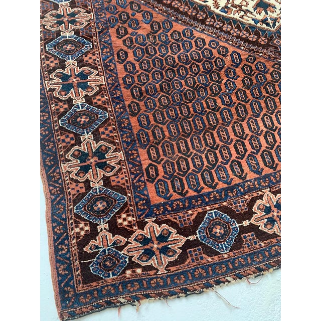 Textile Square Antique Village Tribal Rug Mallard Greens, Terracotta 5.2 x 6.3 For Sale - Image 7 of 9