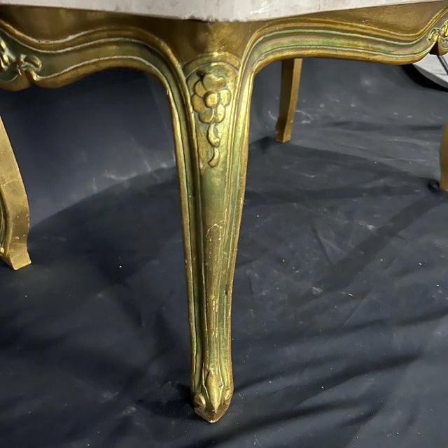 French Louis XV Giltwood Coffee Table With Stone Top For Sale - Image 11 of 11