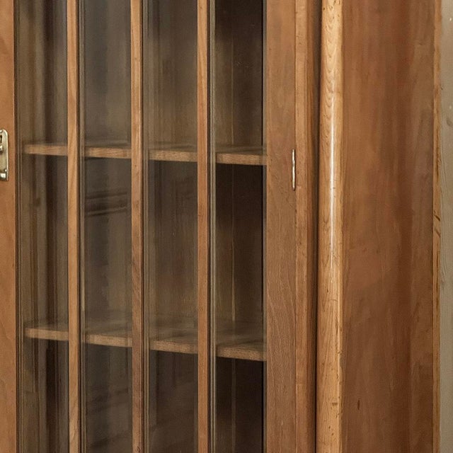 Antique Dutch Solid Cherry Wood Neoclassical Display Bookcase ~ Vitrine With Ebonized Trim For Sale - Image 9 of 18
