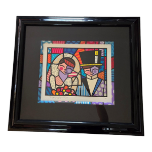 1990s Romero Britto Bride and Groom Pop Art Framed Limited Edition Serigraph Print 149/365