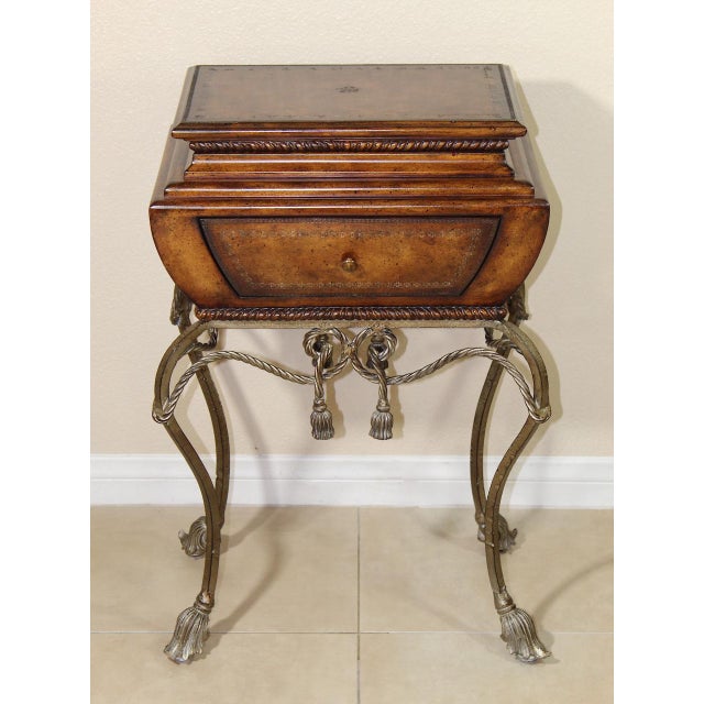 Rare 1980s Maitland Smith Vintage Gilt Steel Rope Vanity Table - French Style With Tassel End Legs and Lift-Top Storage For Sale - Image 14 of 17