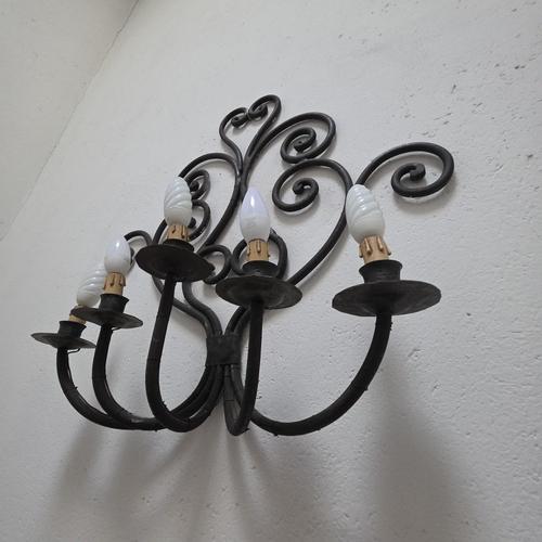Five-light wall sconce made of wrought iron. Up to 250V (Europe/UK Standard).The wiring of this item may be original and...
