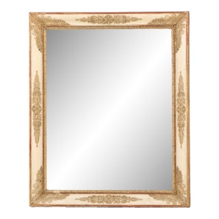 French Louis XVI Style Painted and Parcel-Gilt Mirror, 1860-1880 For Sale