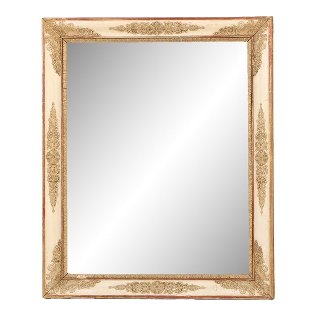 French Louis XVI Style Painted and Parcel-Gilt Mirror, 1860-1880 For Sale