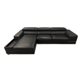 Modern Black Leather Sectional For Sale