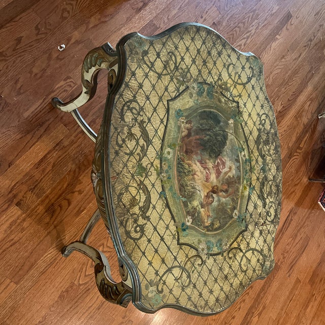 Handpainted and Decoupage Accent Table For Sale - Image 6 of 11