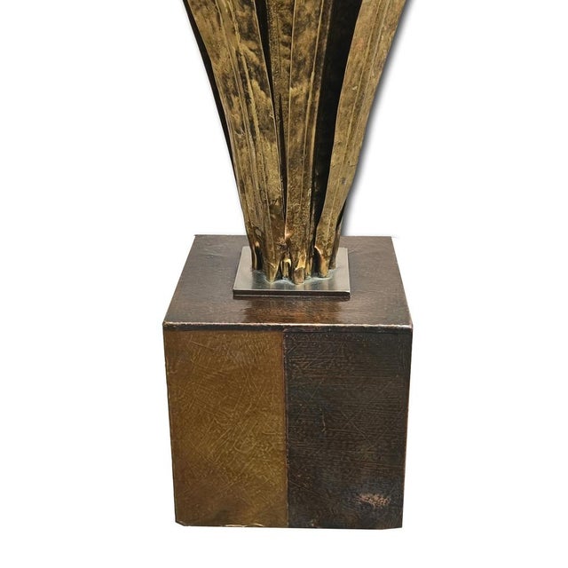Large table lamp or gilded floor lamp,shaped like a palm tree, designed in the style of Tommaso Barbi or at Maison Jansen....