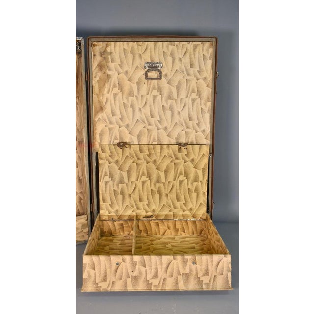 French Antique Steamer Trunk Suitcase, 1920s For Sale - Image 14 of 16