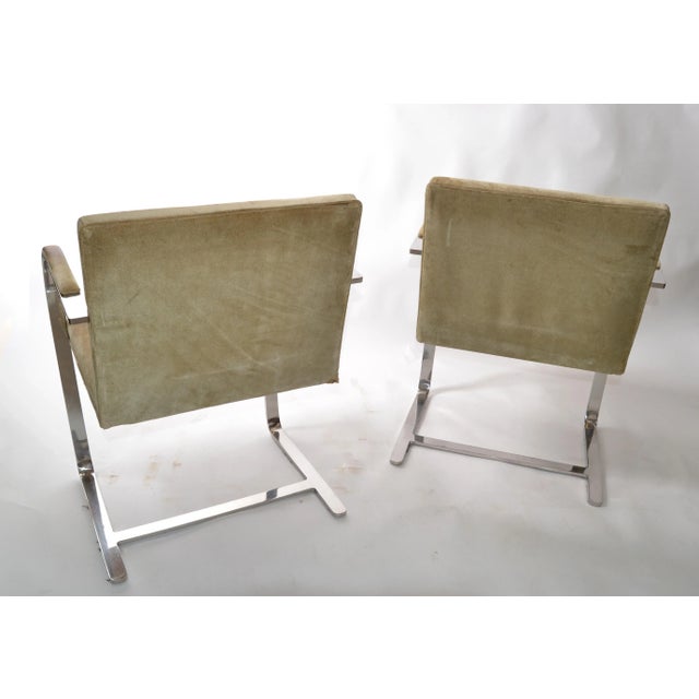 Mies Van Der Rohe for Knoll Beige Ultrasuede Stainless Steel Brno Chairs - Pair For Sale - Image 9 of 13