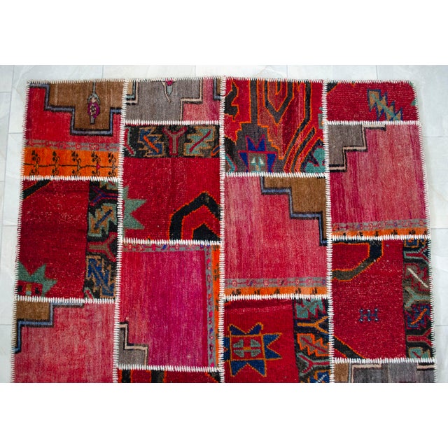 Vibrant Pink & Red Turkish Rug Hand Knotted Handstitched Art - 5'7"x7'10" For Sale - Image 9 of 12