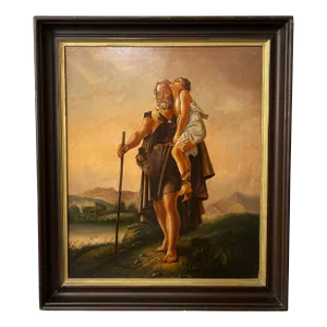 19th Century Painting of Abraham and Issac in the Style of George Caleb Bingham
