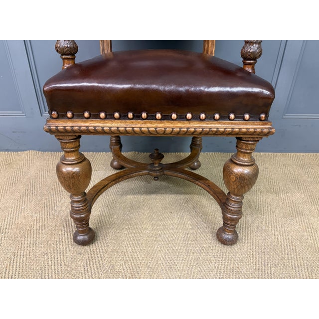 Carved Oak High Back Chairs, 1900, Set of 8 For Sale - Image 16 of 18
