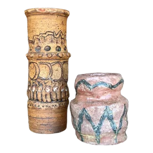 Vintage Boho Original Studio Pottery Vases - Set of 2