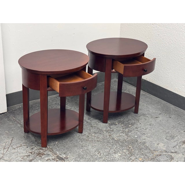 Brown Pottery Barn Valencia Oval Nightstands, Pair For Sale - Image 8 of 12