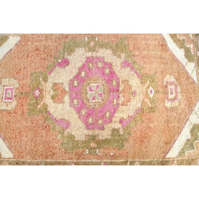 Tribal 1960s Orange Handmade Turkish Entryway Rug For Sale - Image 3 of 6