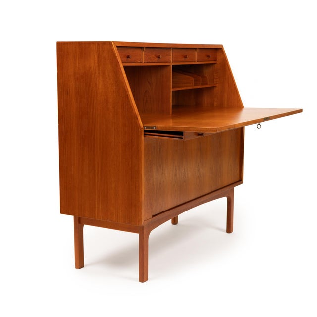 Vintage Danish Mid-Century Teak Secretary Desk by Bernhard Pedersen & Sons For Sale - Image 9 of 12