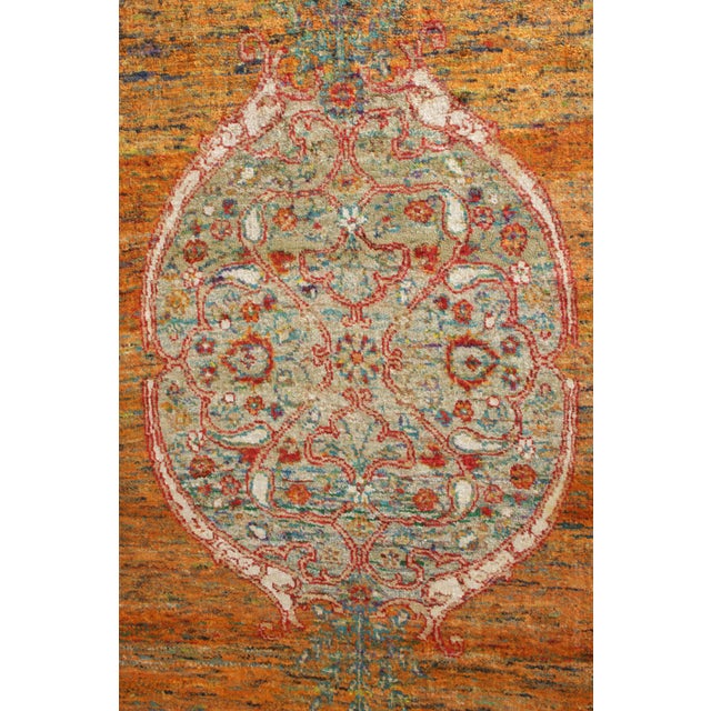 2010s Rug & Kilim’s Classic Agra Style Rug in Orange-Red, Blue Medallion Pattern For Sale - Image 5 of 6