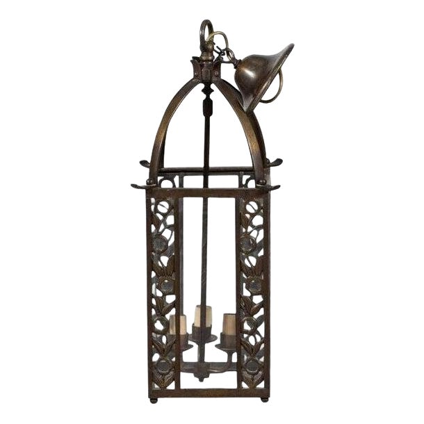 French Bronze Hall Lantern, 1920s For Sale