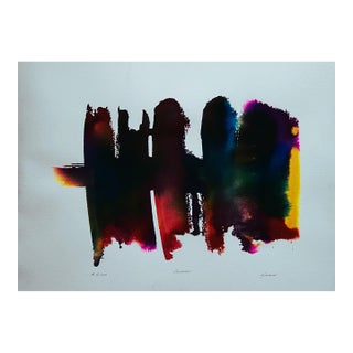 Vintage 2000 Contemporary Minimalist Color Field Abstract on Deckled Rag Paper - "Selection" by Suzanne For Sale