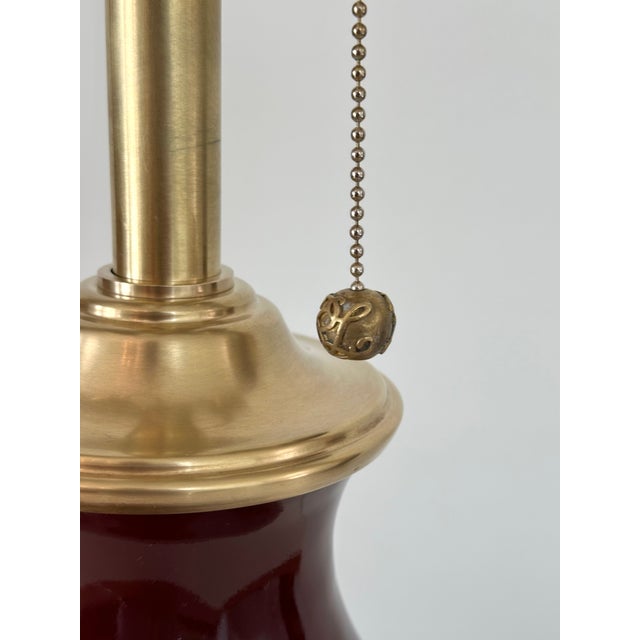 Single Ralph Lauren Extra Large Oxblood Red Ceramic Lamp With Brass Fittings. For Sale In Cincinnati - Image 6 of 17