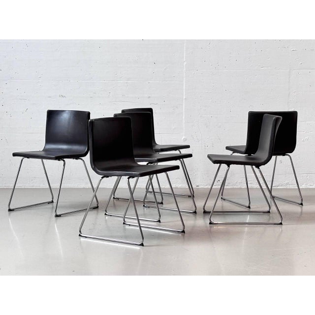 Bernhard Leather Chairs in Black and Chrome by Ola Wihlborg for Ikea, 2010s For Sale - Image 16 of 16