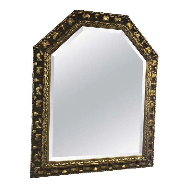 Carved Wooden Gold Leaf Mirror For Sale