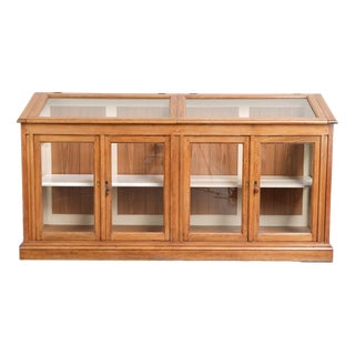 Vintage Museum Cabinet with Doors and Removable Shelves For Sale