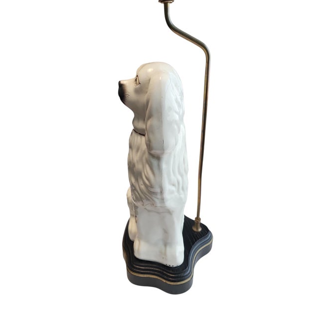 White Antique English Staffordshire Dog Lamp For Sale - Image 8 of 9