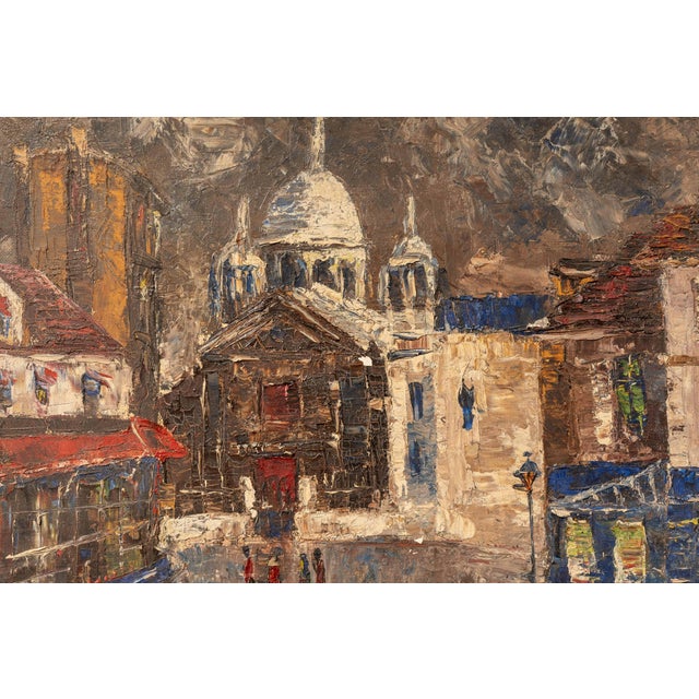 Mid 20th Century Mid 20th Century Rainy Cityscape | Framed Savic Oil Painting For Sale - Image 5 of 8