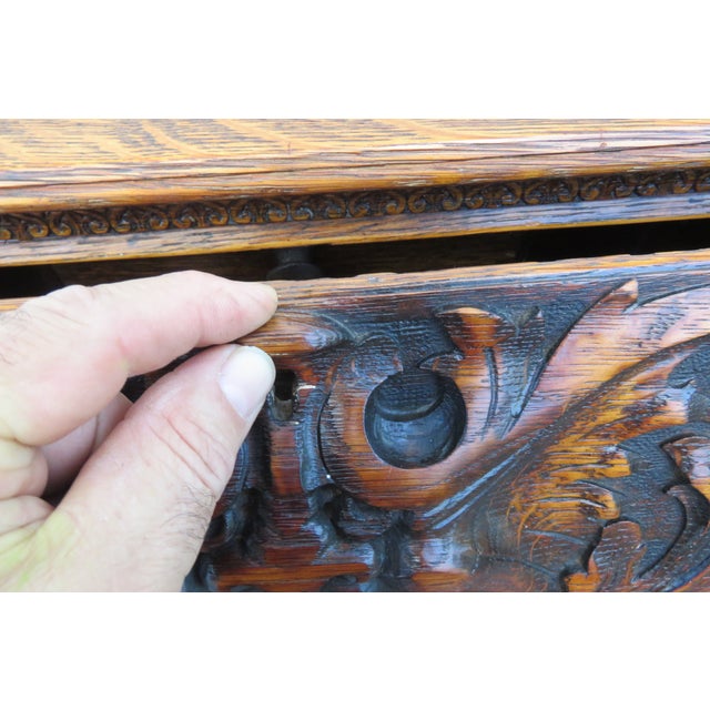 Gothic Late 1800s Tiger Oak Secretary Desk 6276 For Sale - Image 13 of 17