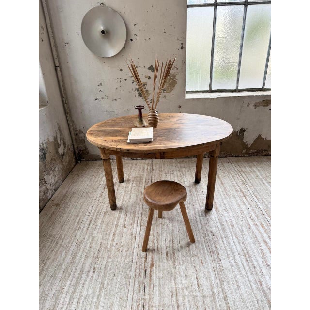 Brown Oval Walnut Farmhouse Table, 1950s For Sale - Image 8 of 18