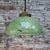 Metal Vintage Brass and Enamel Pendant Light with Frosted Glass For Sale - Image 7 of 8