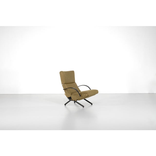 "P40" armchair with independently adjustable tilt, upholstered in khaki fabric (new padding). Designed by Osvaldo Borsani...