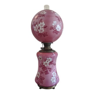 Antique Victorian Converted Hand Painted Oil Lamp For Sale