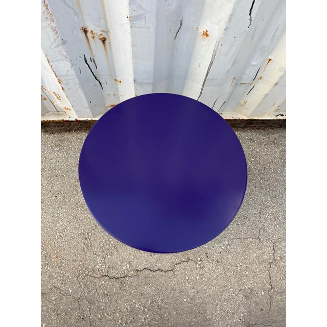 Purple Postmodern Round Drum Pedestal Table by Intrex Furniture. Circa 1970s For Sale - Image 8 of 12