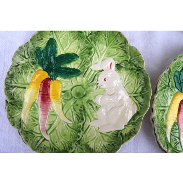 1990's Strata Group Bunny Lane Majolica Dessert/Salad Plates-Set of 8 For Sale - Image 11 of 12