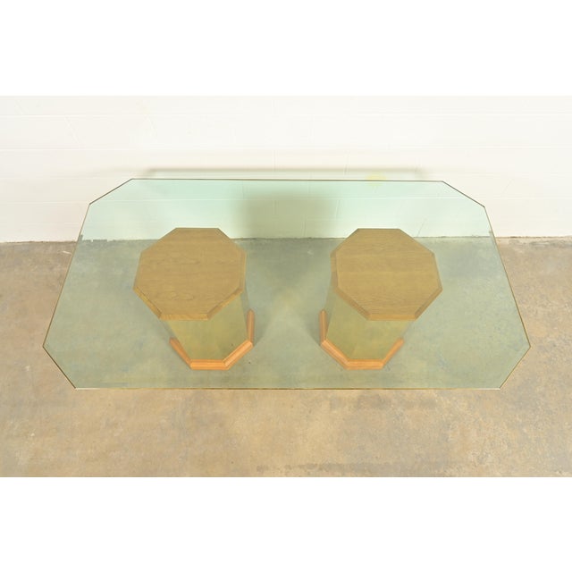 Thomasville Modern Art Deco Brass and Glass Double Pedestal Dining Table, Circa 1980s For Sale In South Bend - Image 6 of 11