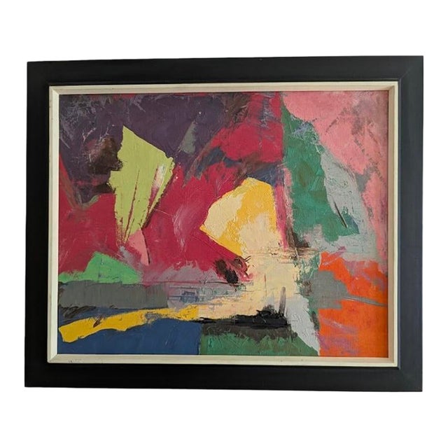 Mid-Century Abstract Oil Painting For Sale