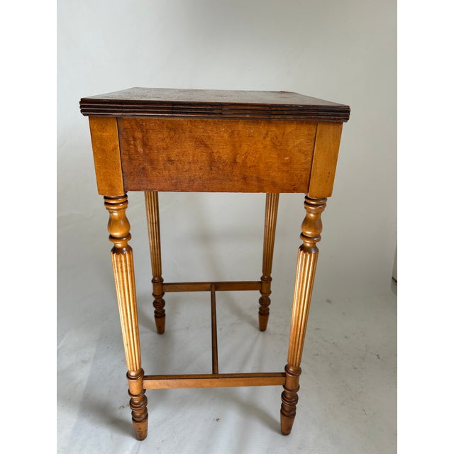 1920's Antique Grand Rapids "Sligh" Furniture Company Tiger Maple Side Table For Sale In New York - Image 6 of 8