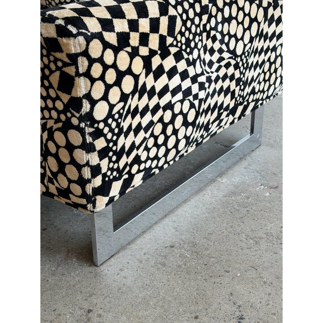 Black Chrome and Optical Velvet Chair by Milo Baughmann For Sale - Image 8 of 12