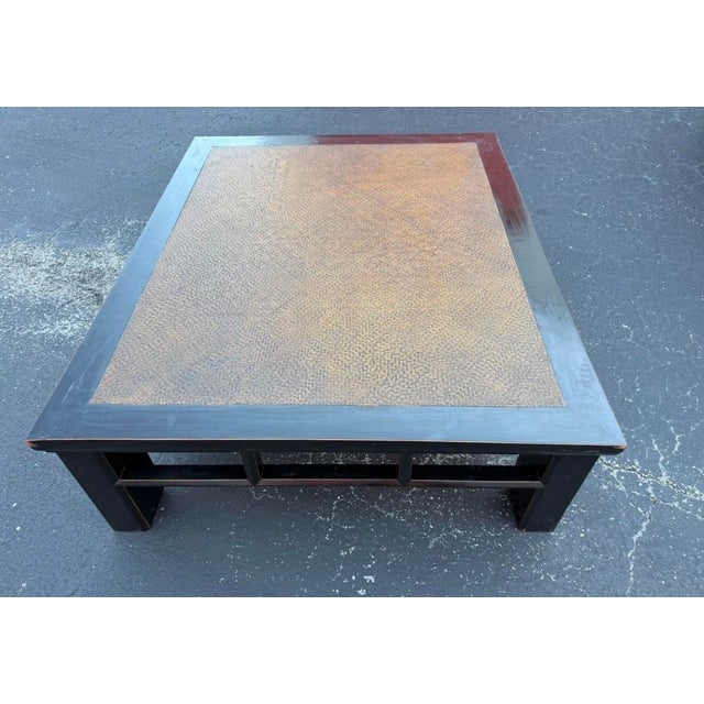 Coffee Monumental Late Qing Dynasty Period Elm Wood Coffee Table With Rattan Inset Top For Sale - Image 8 of 8