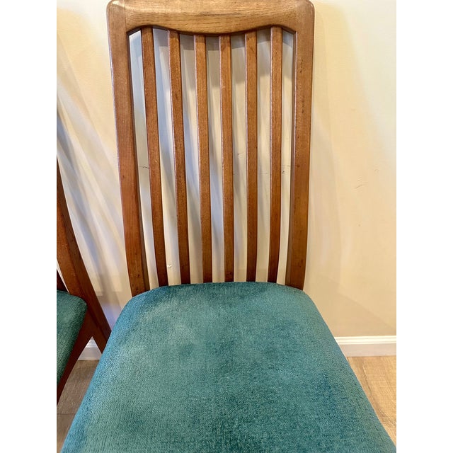 Set of Two Teak, Slat-Back, Mid 20th Century Dining Chairs by Benny Linden, Rare Six Rails For Sale - Image 4 of 7