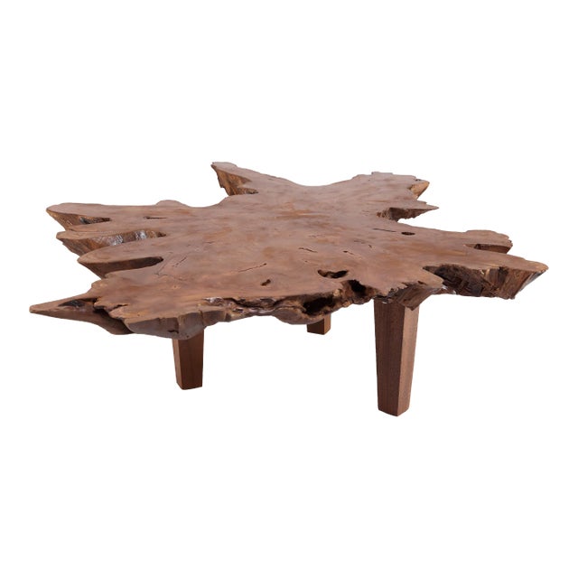 Brown Teak Living Edge Coffee Table 43 For Sale