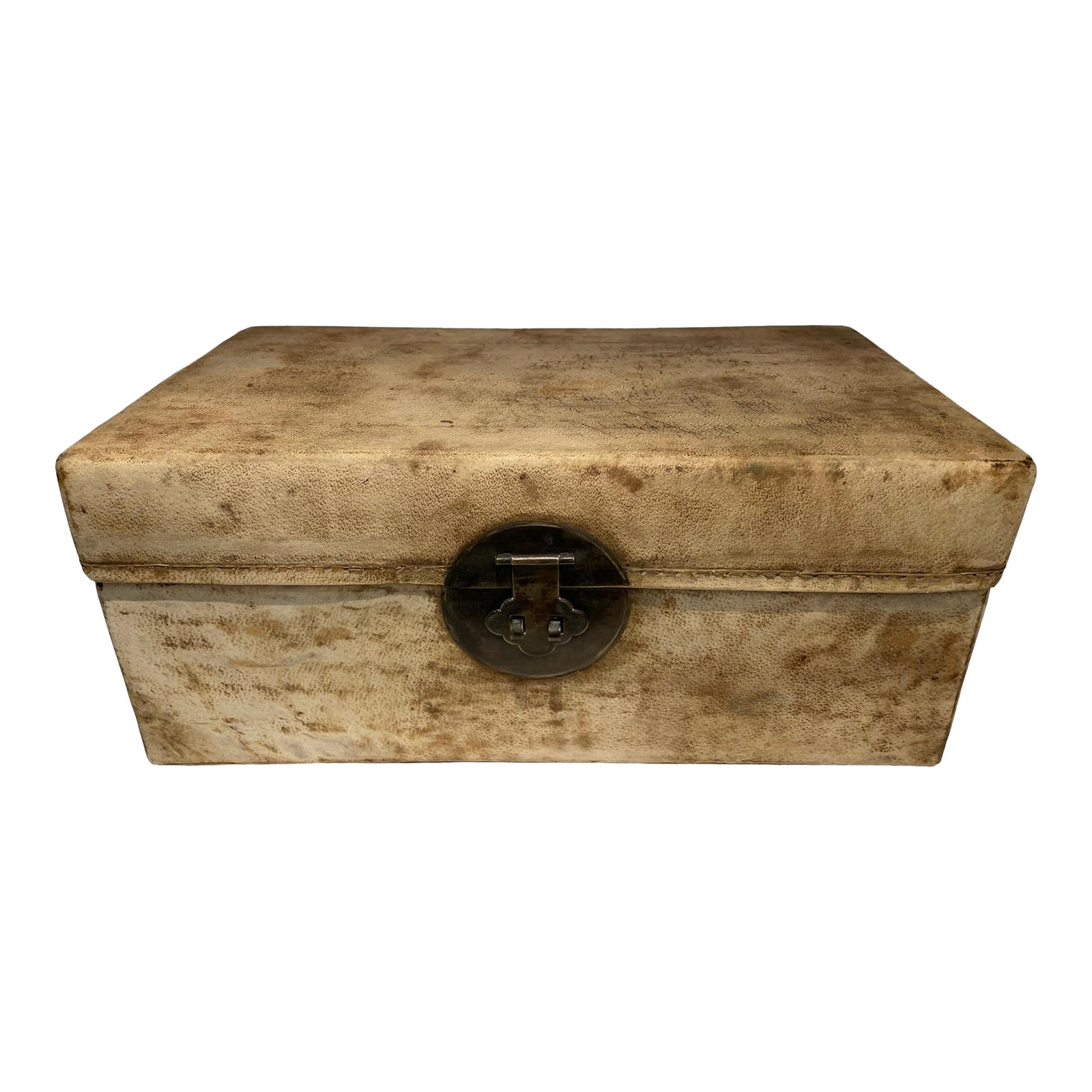 18th Century Chinese Parchment Covered Box With Bronze Mounts | Chairish