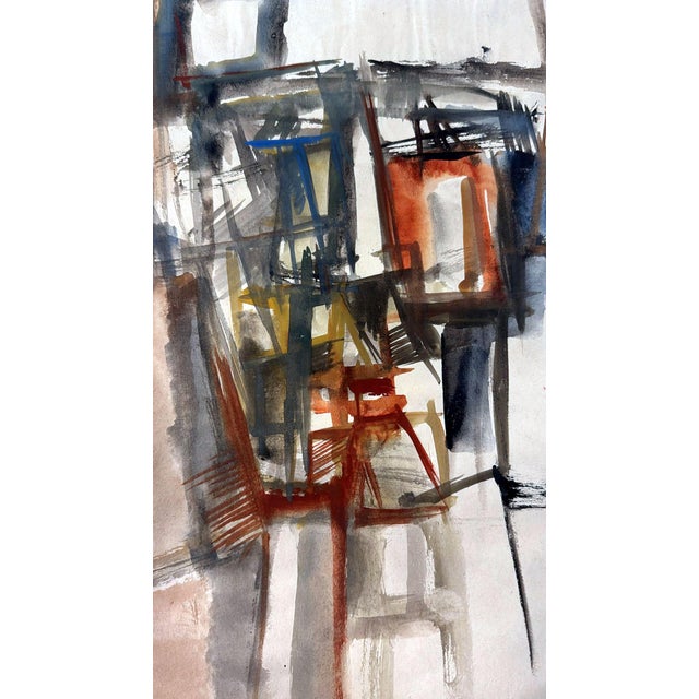 Beige Abstract Drawing on Textured Paper For Sale - Image 8 of 15