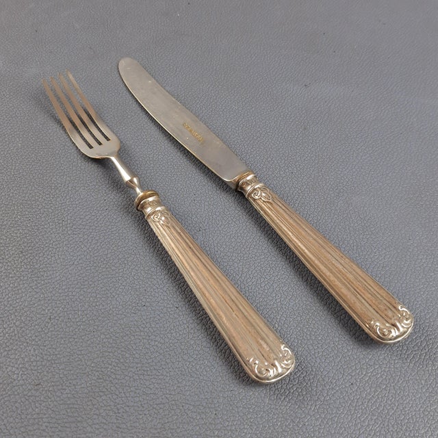 Silver Dessert Cutlery Set in 800 Silver Metal, 1950s, Set of 13 For Sale - Image 8 of 14