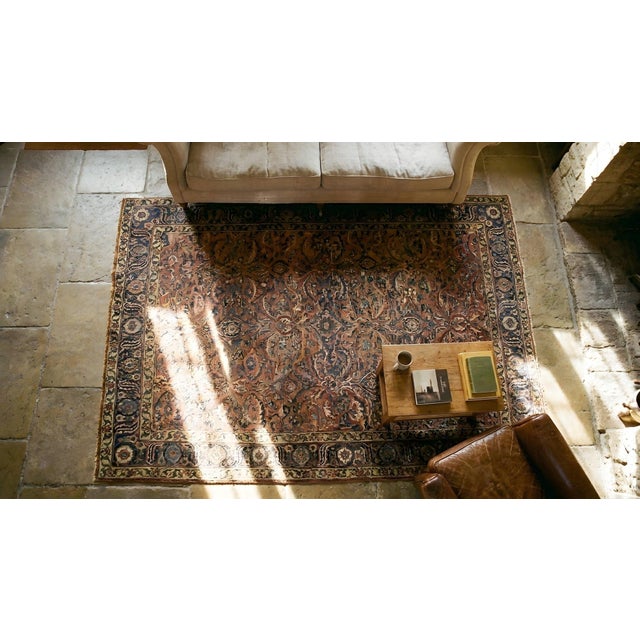 1890s Pink Rose Geometric Tribal n.w. Persian Rug 4'6" X 6' Handknotted Wool Carpet For Sale - Image 9 of 9