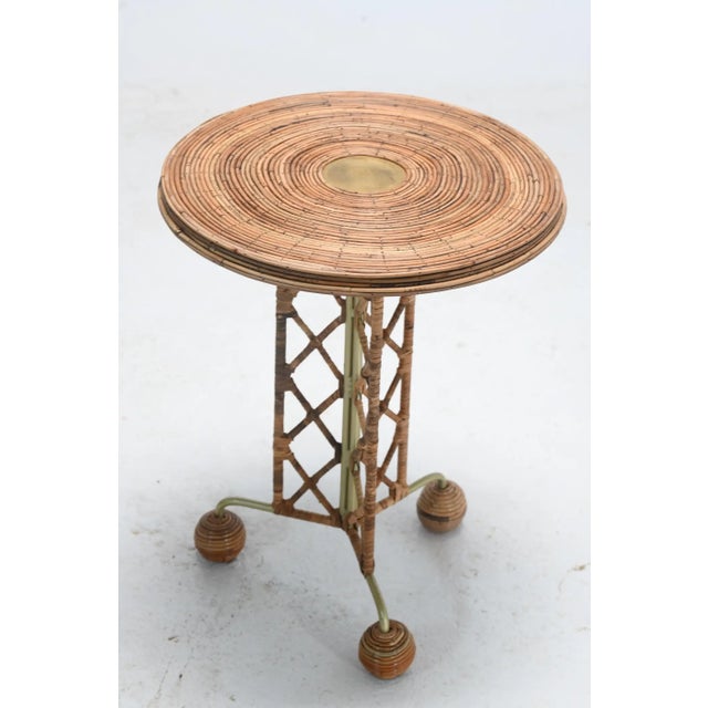 Not Yet Made - Made To Order Side Table Wrought Iron Rattan Whimsical Jean Royere Inspired For Sale - Image 5 of 5