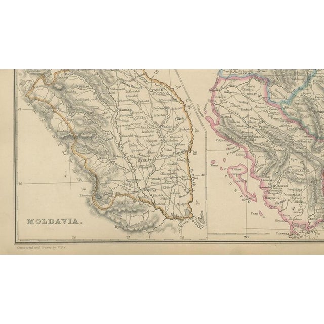 Antique Hand-Colored Map of Turkey in Europe and the Balkans, 1860s For Sale - Image 4 of 9